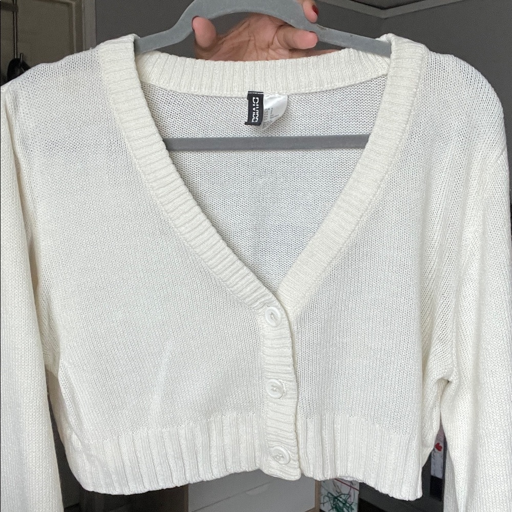 White Cropped Cardigan